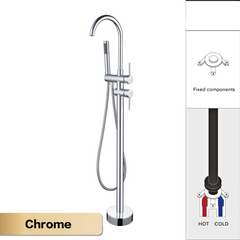 NoirLuxe Floor-Mounted Brass Bath Mixer Tap