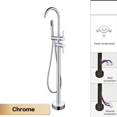 NoirLuxe Floor-Mounted Brass Bath Mixer Tap