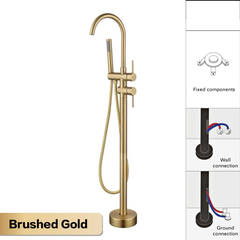 NoirLuxe Floor-Mounted Brass Bath Mixer Tap