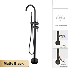 NoirLuxe Floor-Mounted Brass Bath Mixer Tap