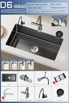 NoirCascade Waterfall Kitchen Sink Set