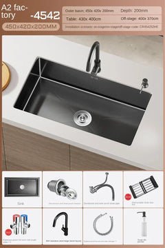 NoirCascade Waterfall Kitchen Sink Set
