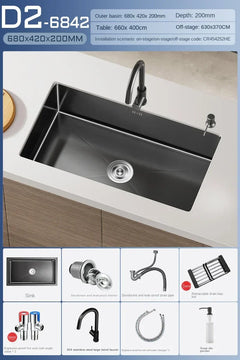 NoirCascade Waterfall Kitchen Sink Set