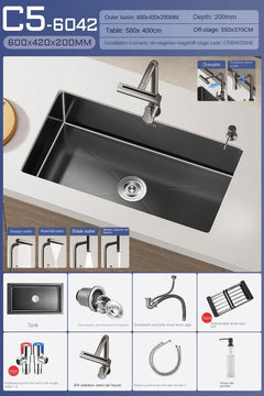 NoirCascade Waterfall Kitchen Sink Set