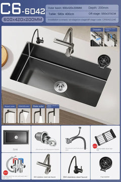 NoirCascade Waterfall Kitchen Sink Set