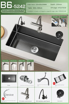 NoirCascade Waterfall Kitchen Sink Set