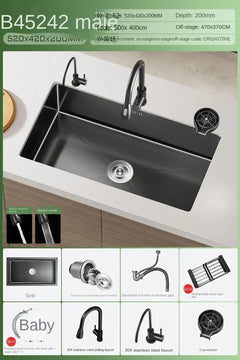 NoirCascade Waterfall Kitchen Sink Set