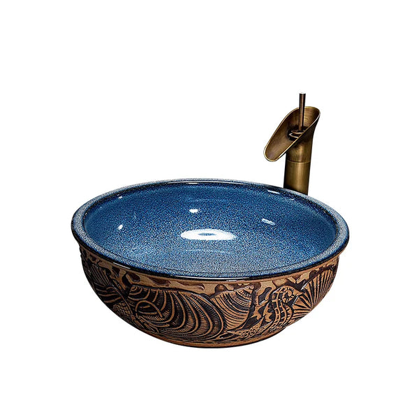Verona Marble Effect Vessel Sink Set