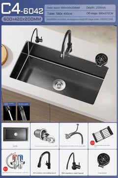 NoirCascade Waterfall Kitchen Sink Set