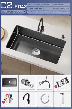 NoirCascade Waterfall Kitchen Sink Set