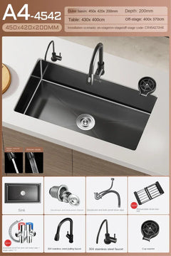 NoirCascade Waterfall Kitchen Sink Set