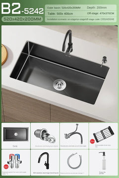NoirCascade Waterfall Kitchen Sink Set