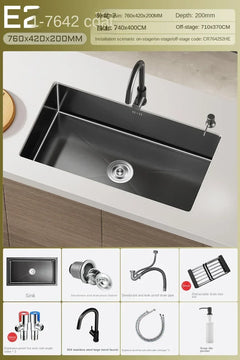 NoirCascade Waterfall Kitchen Sink Set