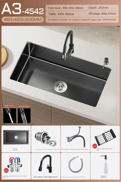 NoirCascade Waterfall Kitchen Sink Set