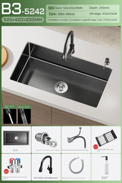 NoirCascade Waterfall Kitchen Sink Set