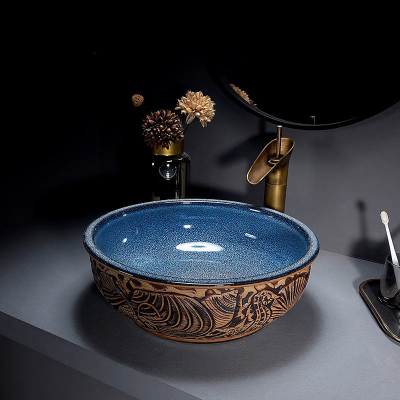Verona Marble Effect Vessel Sink Set