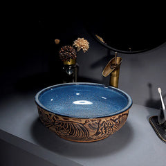 Verona Marble Effect Vessel Sink Set