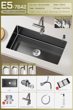 NoirCascade Waterfall Kitchen Sink Set