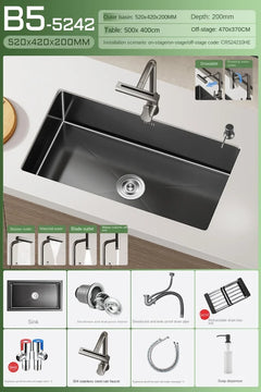 NoirCascade Waterfall Kitchen Sink Set