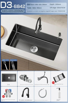 NoirCascade Waterfall Kitchen Sink Set