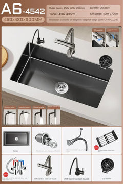NoirCascade Waterfall Kitchen Sink Set