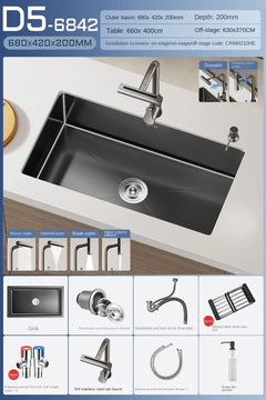 NoirCascade Waterfall Kitchen Sink Set