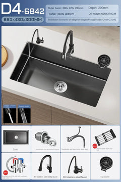 NoirCascade Waterfall Kitchen Sink Set
