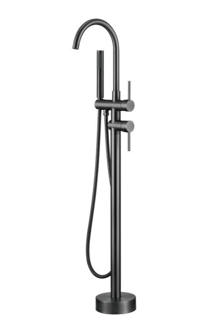 NoirLuxe Floor-Mounted Brass Bath Mixer Tap