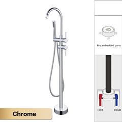 NoirLuxe Floor-Mounted Brass Bath Mixer Tap
