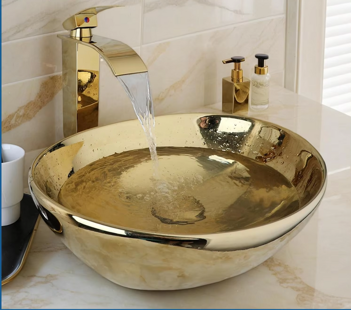 Aurevia Gold Ceramic Countertop Basin Set